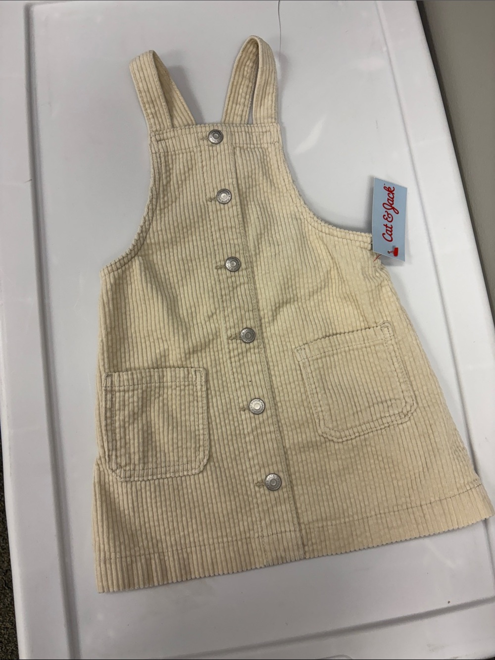Cat & Jack Cream Corduroy Button-Front Pinafore